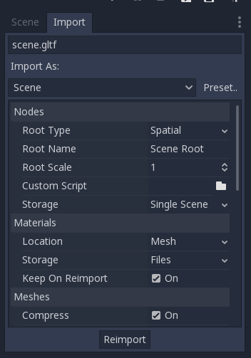 Editor screenshot with import options