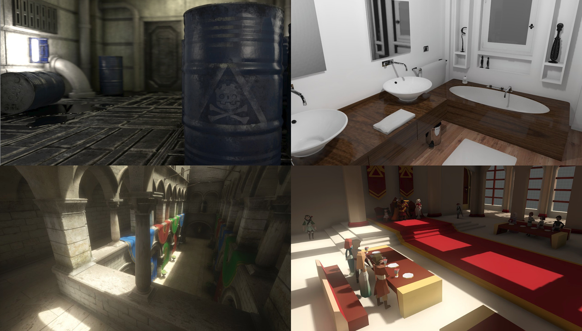 Examples of 3D scenes with PBR