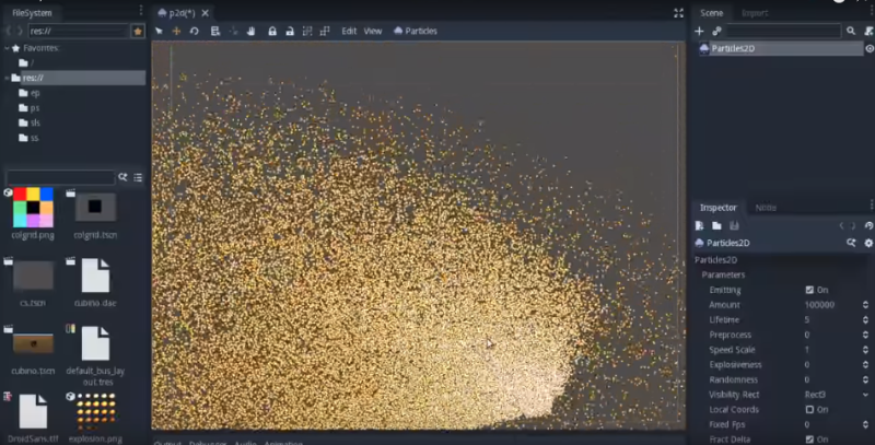 Editor screenshot with 100k particles