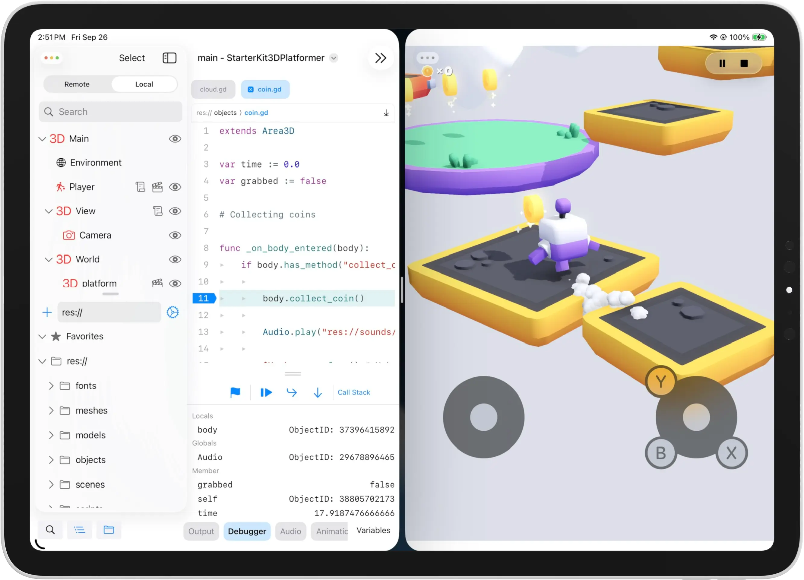 By default, when launching the game from the Xogot Editor, the game launches in a split screen.