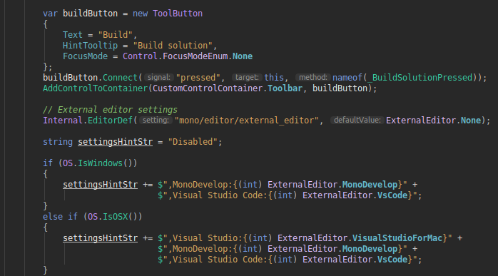C# Editor Code Snippet