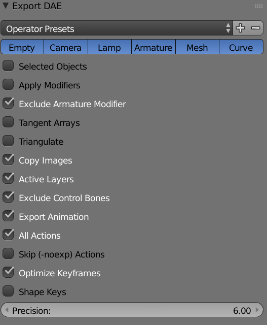 Export setup for CubeDude