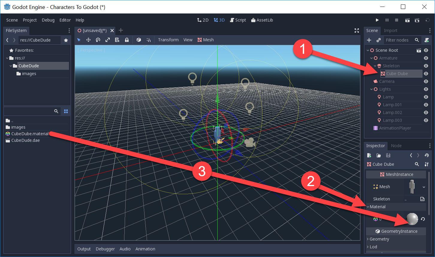 Adding material to the model in Godot