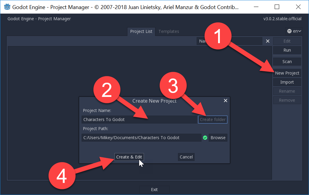 Setting up a new project in Godot