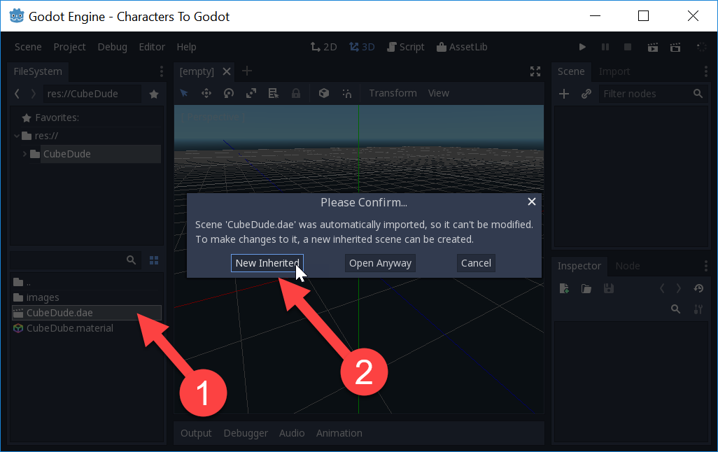 Importing the DAE in Godot