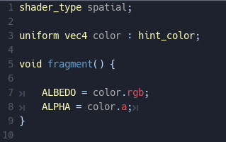 Example of spatial shader code