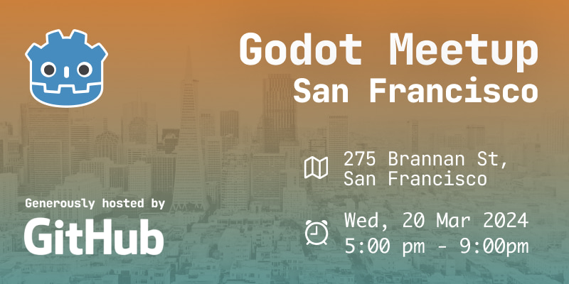 Godot GDC Meetup @ GitHub HQ event banner