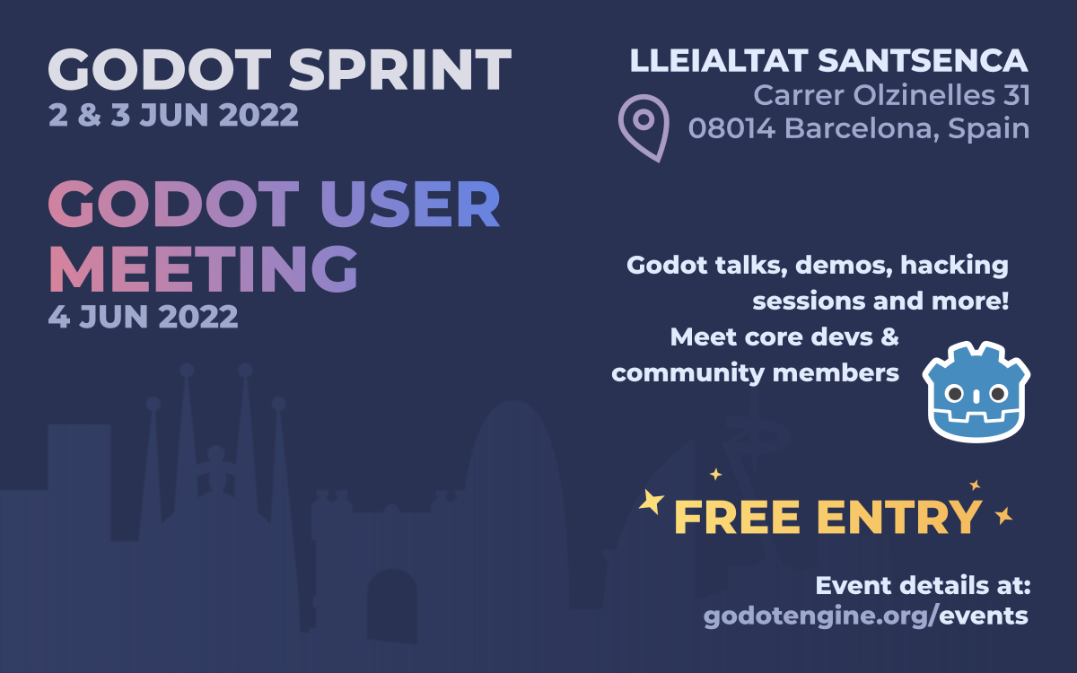 Godot Sprint and User Meeting Barcelona 2022 banner