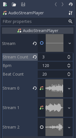 AudioStreamPlaylist configuration in inspector (with streams)