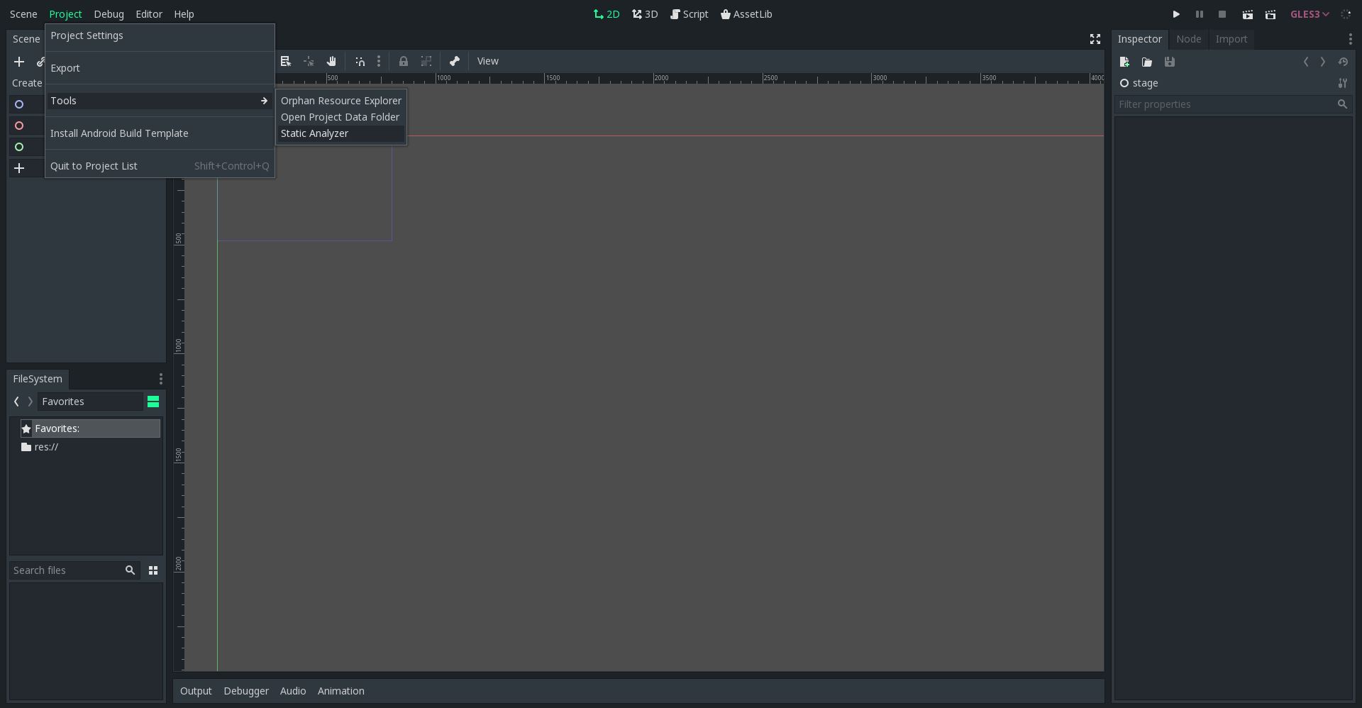 Static Analyzer menu entry in the editor