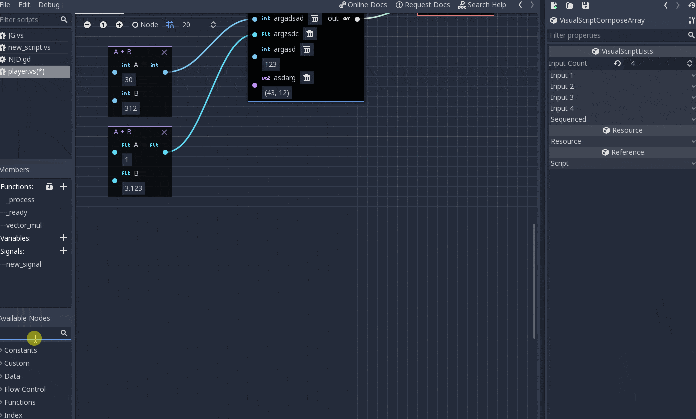 In-graph editable node