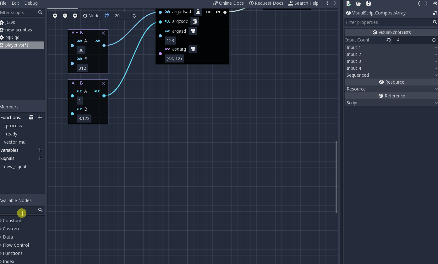 Demo of in-graph editable nodes