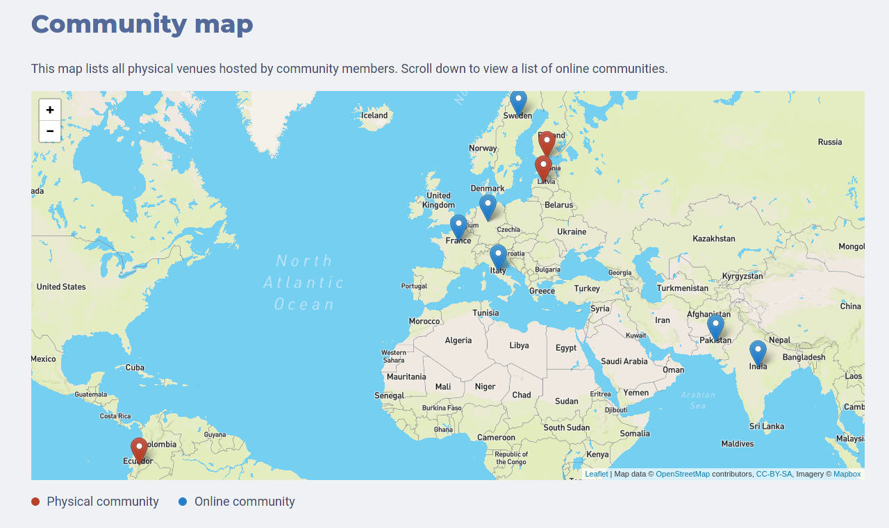 Screenshot of the community map