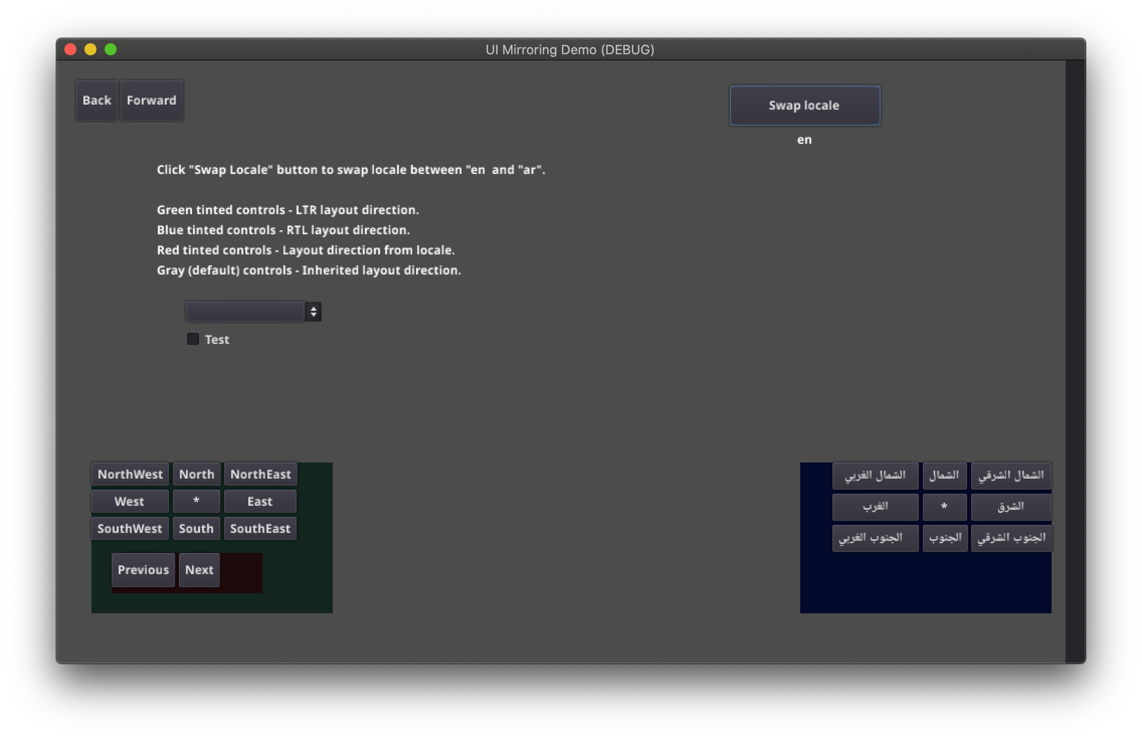 UI mirroring for LTR written languages