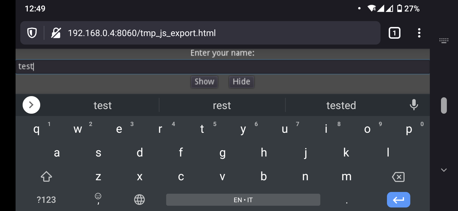 Experimental Virtual Keyboard - horizontal