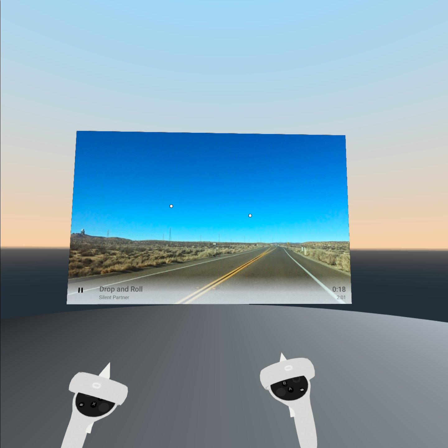  Screenshot of a sample music player app running on the Meta Quest as a VR app