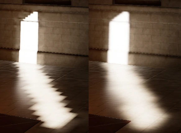 Comparison between shadows with bicubic on and off