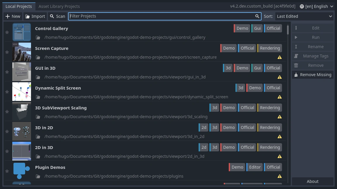 A look at the updated layout of the project manager