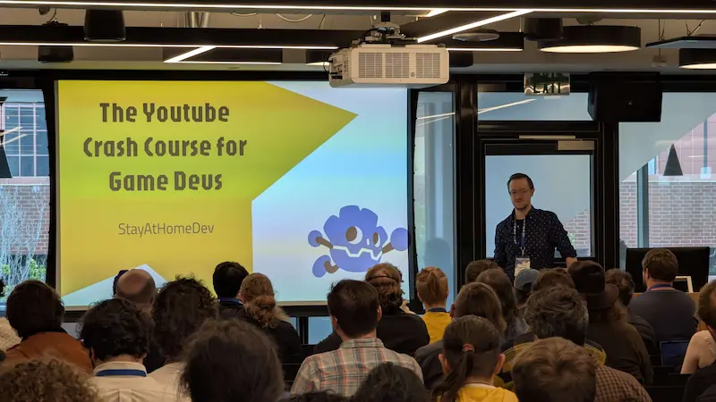 Julian, AKA StayAtHomeDev, talking about growing a YouTube audience.