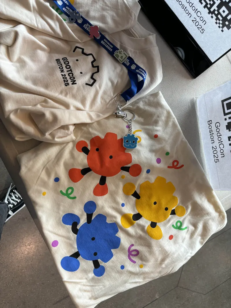 A close-up shot of the GodotCon T-shirt that was for sale.