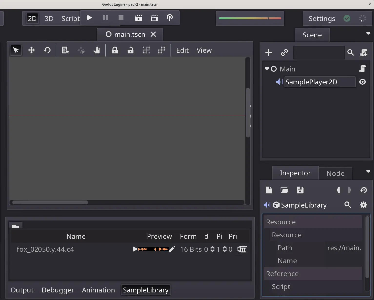 The long gone SampleLibrary resource and SamplePlayer2D node on Godot 2.1