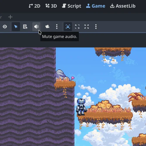 Screenshot of the mute button in the editor.