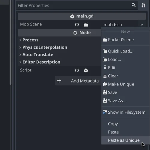 Screenshot of the Godot Editor new \