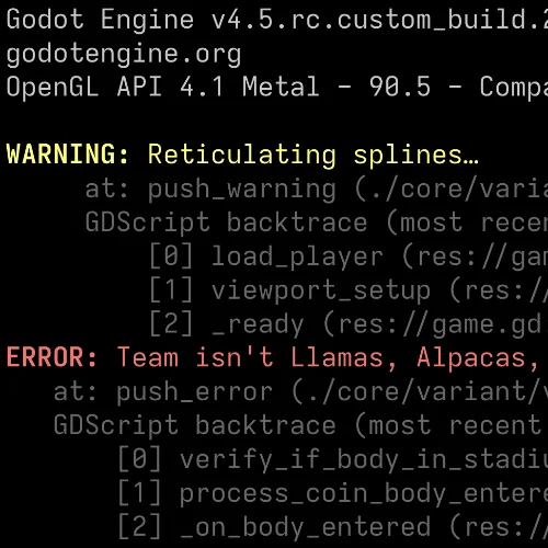 Screenshot of a terminal displaying script backtraces (one error, one warning).